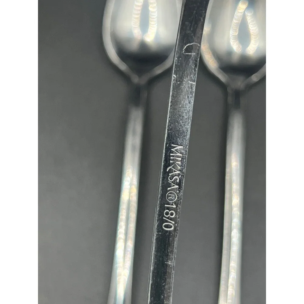 Mikasa Iced Tea Spoons Set of 4 Stainless Steel 18/0 Long Handle 7.5 inch Silver